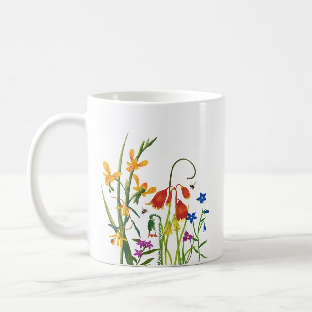 Taza De Café Colorida acuarela Flores salvajes verano (Izquierda)