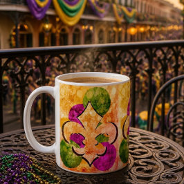 Taza de café colorida con Flor de Lis