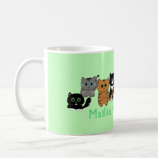 Taza De Café Colorida familia de gatos kawaii regalo de amante 