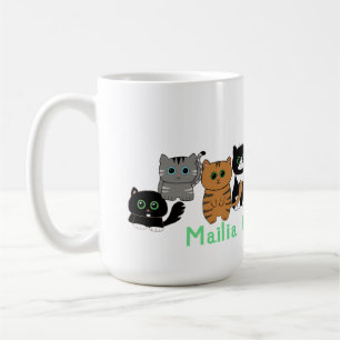 Taza De Café Colorida familia de gatos kawaii regalo de amante