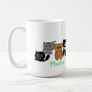 Taza De Café Colorida familia de gatos kawaii regalo de amante