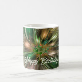 Taza De Café Colorida Fantasía Moderna Resumen Flor Fractal