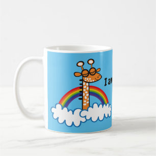 Taza De Café Colorida Jirafa. Jirafa. Arcoiris, arco iris
