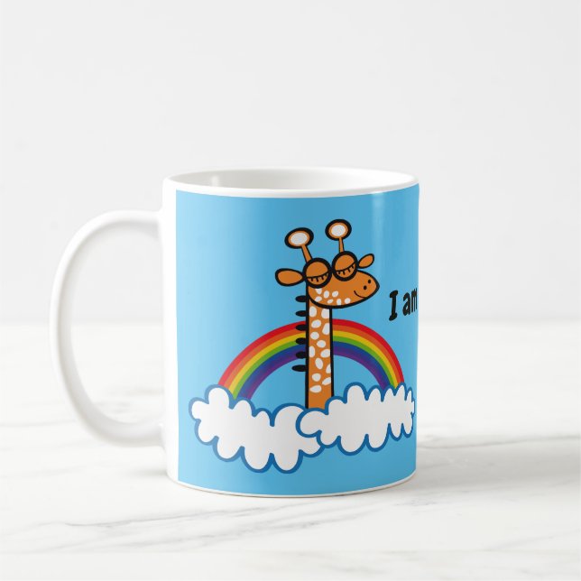 Taza De Café Colorida Jirafa. Jirafa. Arcoiris, arco iris (Izquierda)