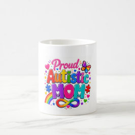 Taza de café colorida para mamá autista orgullosa