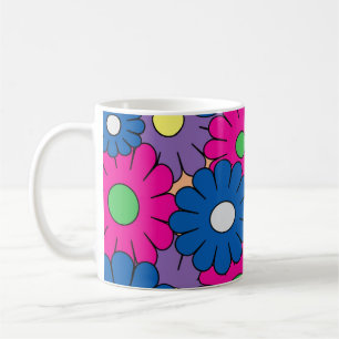 Taza De Café Colorida parrilla de café de flores de popart