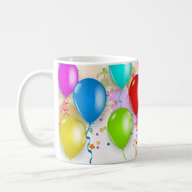 Taza De Café Colorida peluca con globo - Personalizar (Izquierda)