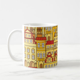 Taza De Café Coloridas Casas Patrón de Ciudad Vintage