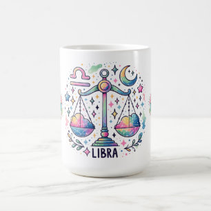 Taza De Café Coloridas Escalas de Libra Zodíaco Astrología