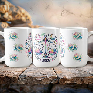 Taza De Café Coloridas Escalas de Libra Zodíaco Astrología