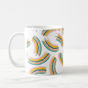 Taza De Café Coloridas líneas y formas pastel. Formas arcoiris,