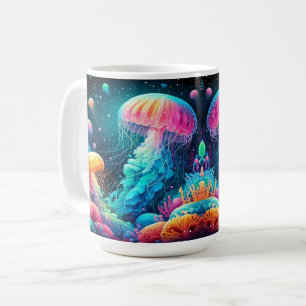 Taza De Café Coloridas medusas y arrecifes de coral