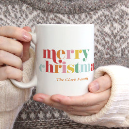 Taza De Café Coloridas negritas Leyendo "Feliz Navidad"