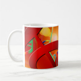 Taza De Café Coloridas notas y símbolos de la música roja