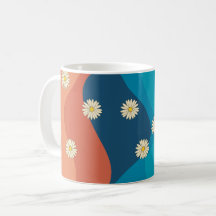 Coloridas Olas Retro y Patrón de Daisies