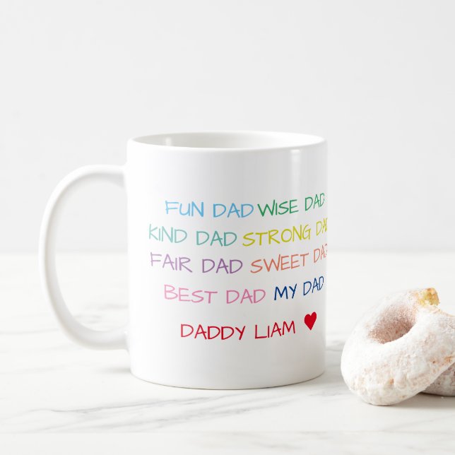 Taza De Café Coloridas Palabras y fotos de papá (Con donut)