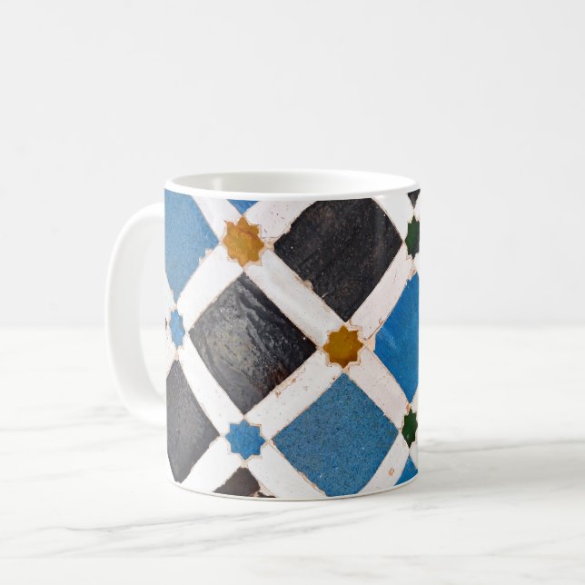 Taza De Café Coloridas plazas y estrellas Patrón mosaico (Anverso izquierdo)