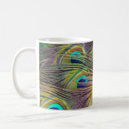 Taza De Café Coloridas plumas de pavo real diseñan tafetán de c