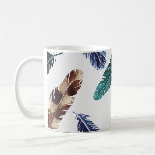 Taza De Café Coloridas plumas textura tribal