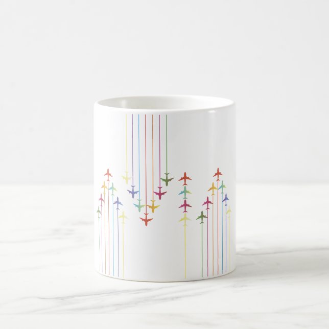 Taza De Café Coloridas siluetas de avión de aviación (Centro)
