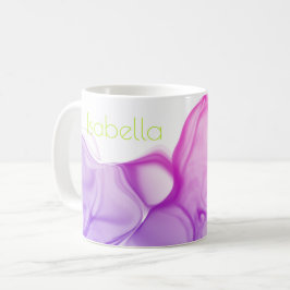 Taza De Café Coloridas Tintas Púrpura Lime Nombre Verde Arte Mo