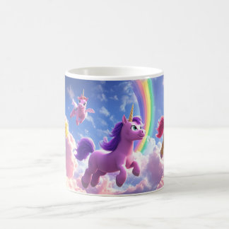 Taza De Café Coloridas Unicornios en el cielo