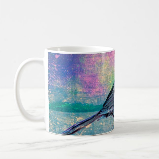 Taza De Café Colorido Abstract Bird Art: Vibrant Songbird (Izquierda)