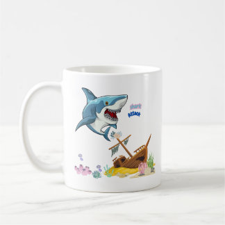 Taza De Café Colorido arrecife de coral de barco de tiburón Caf