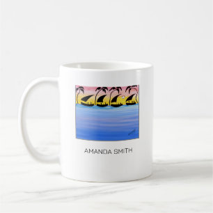Taza De Café Colorido, arte africano, veleros Sunset