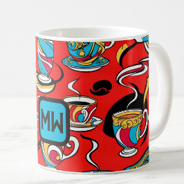Taza De Café Colorido, arte pop, imágenes de café, monograma