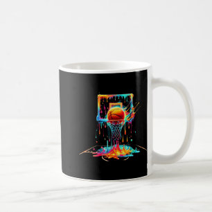 Taza De Café Colorido Básquetbol Rasgo Color Splash Hoop Net