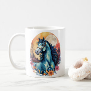 Taza De Café Colorido Blue Horse Dream Coffee Mug