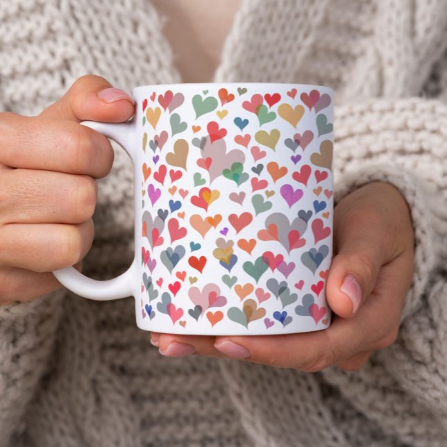 Taza De Café Colorido Bonito Pastel Patrón Corazón Cute Girly (Subido por el creador)