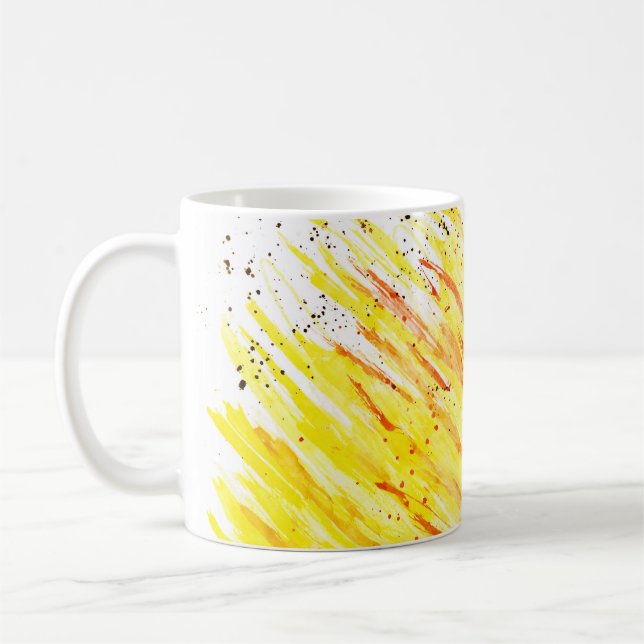 Taza De Café Colorido brillante abstracto naranja amarillo rojo (Izquierda)