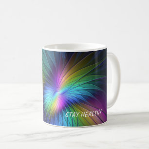 Taza De Café Colorido Con Azul Moderno Resumen Arte Fractal