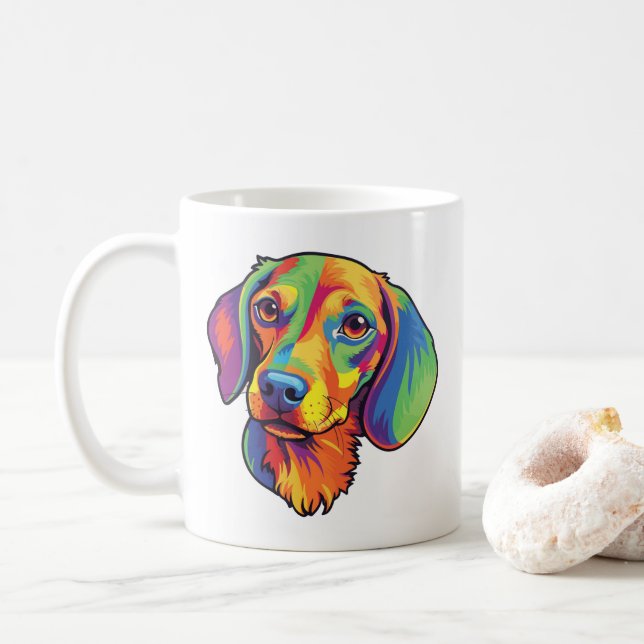 Taza De Café Colorido Dachshund (Con donut)