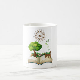 Taza De Café Colorido de libros y gatos