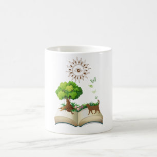 Taza De Café Colorido de libros y gatos