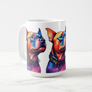 Taza De Café Colorido diseño de Cyberpunk Bull Terrier,