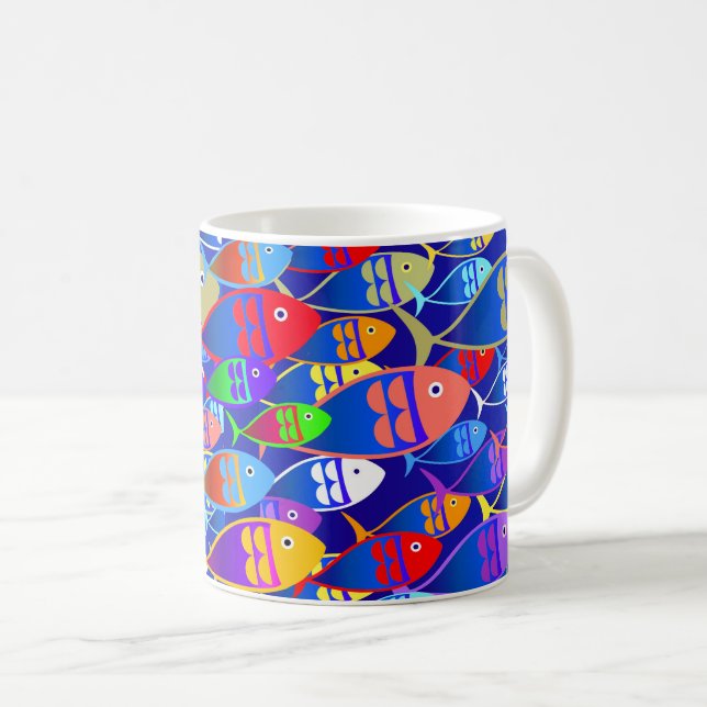 Taza De Café Colorido diseño de pescado café Mug (Anverso derecho)