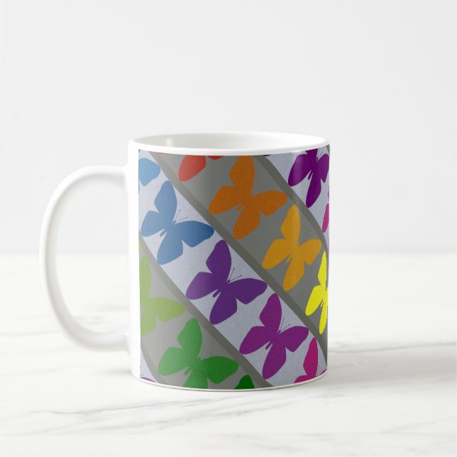 Taza De Café Colorido diseño mariposa tazón de café (Izquierda)