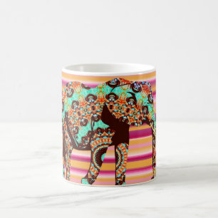 Taza De Café Colorido elefante africano Stripe Mug