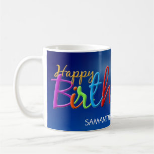 Taza De Café Colorido Feliz Cumpleaños Café Personalizado Mug