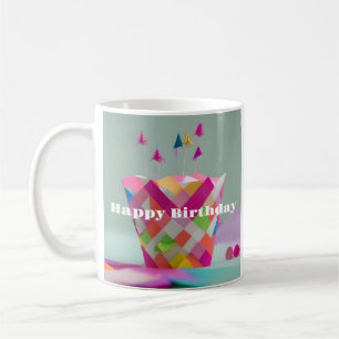 Taza De Café Colorido Feliz cumpleaños Whimsy Cake Mug
