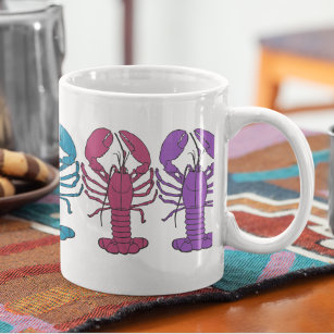 Taza De Café Colorido Fun Lobster Crustaceancore