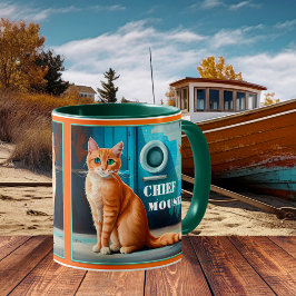 Taza De Café Colorido Gato Artístico Nautical Boat Mug