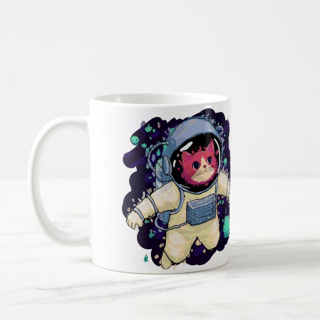 Taza De Café Colorido gato astronauta (Izquierda)