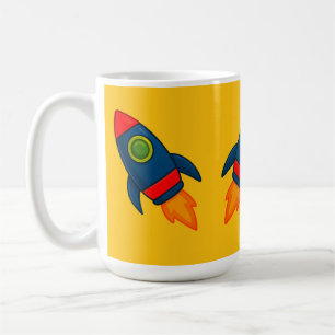 Taza De Café "Colorido Ilustracion de un cohete Personalizado"