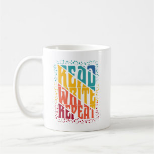 Taza De Café Colorido Leer Escribir Repetir
