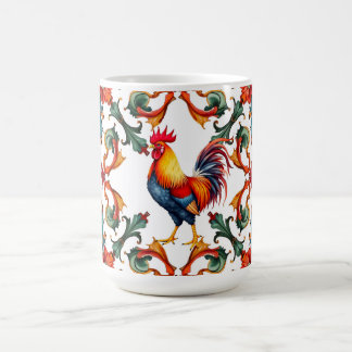 Taza De Café Colorido, mediterráneo, mosaico, gallo, ave,